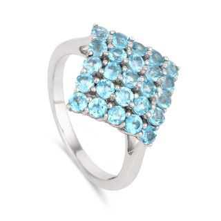 MARIGOLD INTERNATIONAL 925 Sterling Silver Blue Apatite Cluster Ring for Women | Multi-Stone Round Cut Statement Ring | Elegant Cocktail, Party & Gift Jewelry dignis